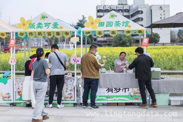 建德更楼街道油菜花田：游客尽享春日美好时光，建德更楼街道花田市集：春日里的欢乐集结地