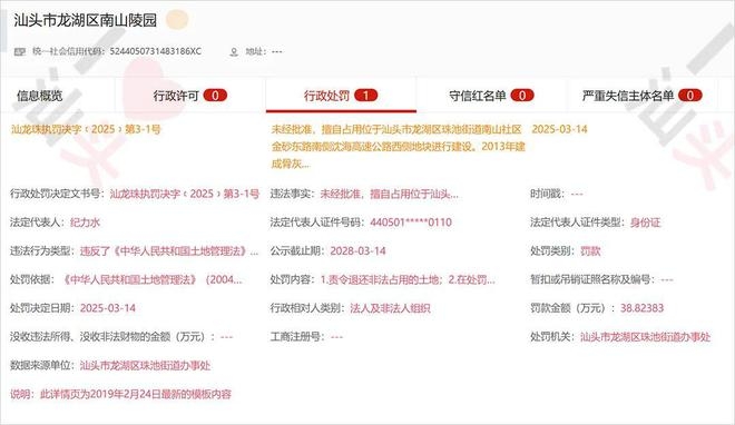 汕头一陵园非法占地多年终受罚！，汕头市龙湖区南山陵园：非法占地建设终被“揪出”