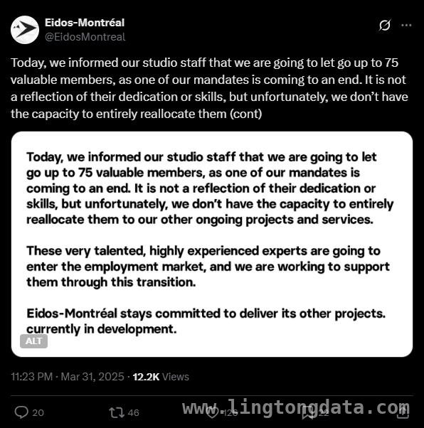 Eidos - Montréal：去年裁员后再动刀，项目困境凸显