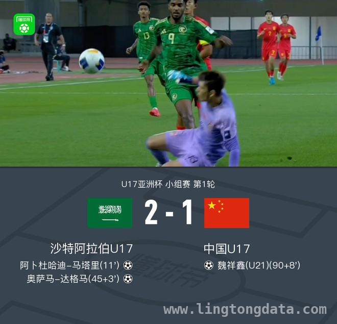U17亚洲杯首轮：中国U17虽扳回一球仍不敌沙特U17